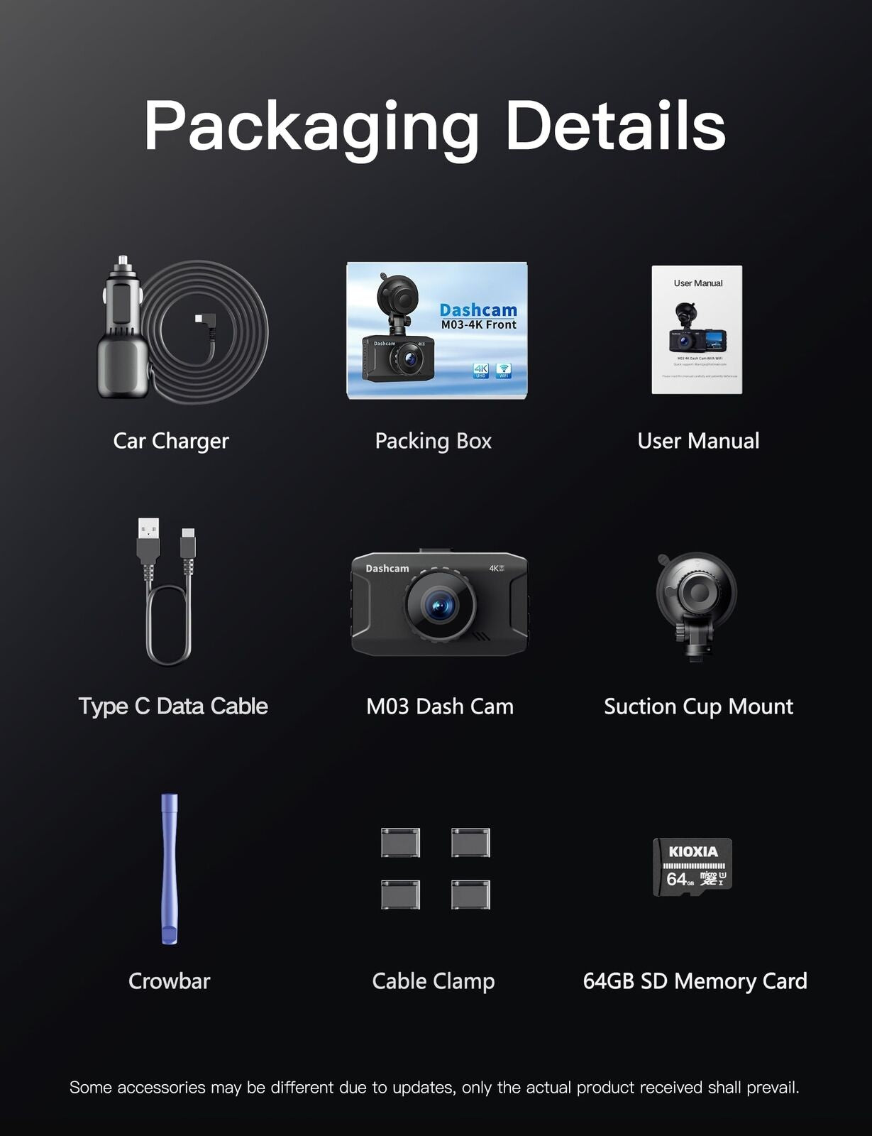 Front Dash Cam 4K, Wifi Dash Camera for Cars with 64GB SD Card, WANLIPO Dashc...