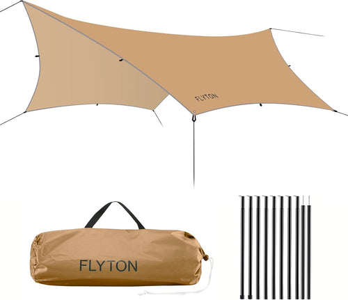 Hammock Rain Fly Waterproof Camping Traps Tent Traps,Great for Hammock Shelter and Backpacking Traps,Lightweight and Portable,13.8X13.5Ft/13.8X17.7Ft,Comes with a Pair of Trap Poles.