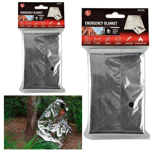 2 Emergency Space Blanket Survival Gear Bag Safety Camp Travel Outdoors Soft !