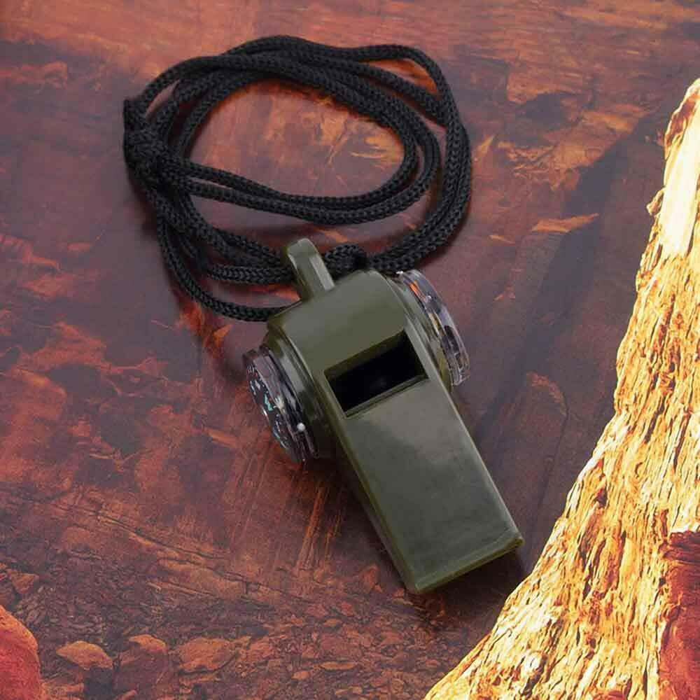 3-In-1 Emergency Survival Gear -Whistle, Compass, Thermometer for Camping Hiking