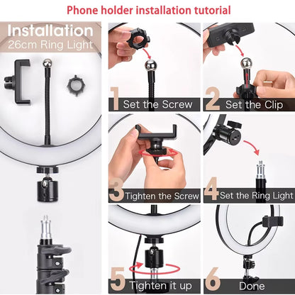 Photography Dimmable LED Selfie Ring Light with Phone Clip USB Plug for Tiktok Youtube Video Live Fill Lamp Photo Studio Light