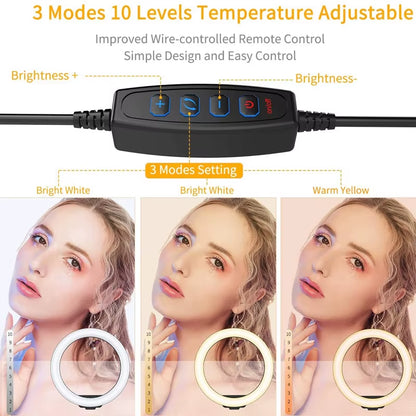 Photography Dimmable LED Selfie Ring Light with Phone Clip USB Plug for Tiktok Youtube Video Live Fill Lamp Photo Studio Light