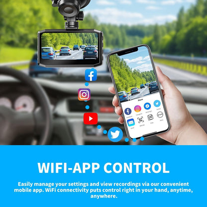 Front Dash Cam 4K, Wifi Dash Camera for Cars with 64GB SD Card, WANLIPO Dashc...
