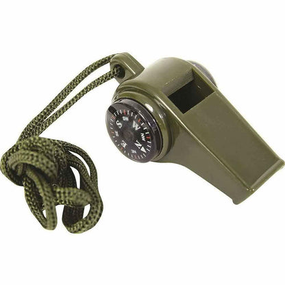 3-In-1 Emergency Survival Gear -Whistle, Compass, Thermometer for Camping Hiking