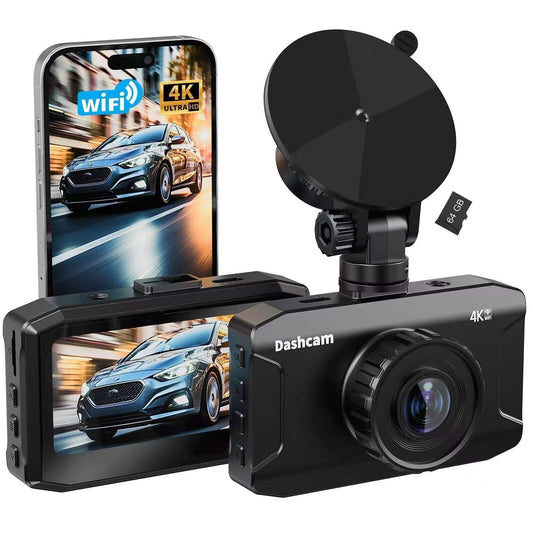 Front Dash Cam 4K, Wifi Dash Camera for Cars with 64GB SD Card, WANLIPO Dashc...