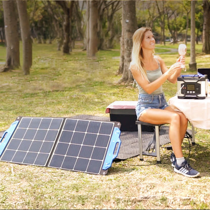 [US Direct] ATEM POWER AP-SPSP-UFA 100W Portable Solar Panel Monocrystalline Solar Cells Foldable Suitcase Solar Charger Compatible with Generators Power Station for RV Outdoor Camping