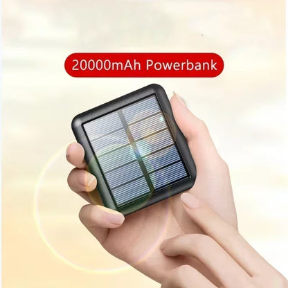 20000Mah Solar Power Bank for Iphone 12 Huawei Xiaomi Mini Powerbank with Cable Portable Charger External Battery Pack Poverbank
