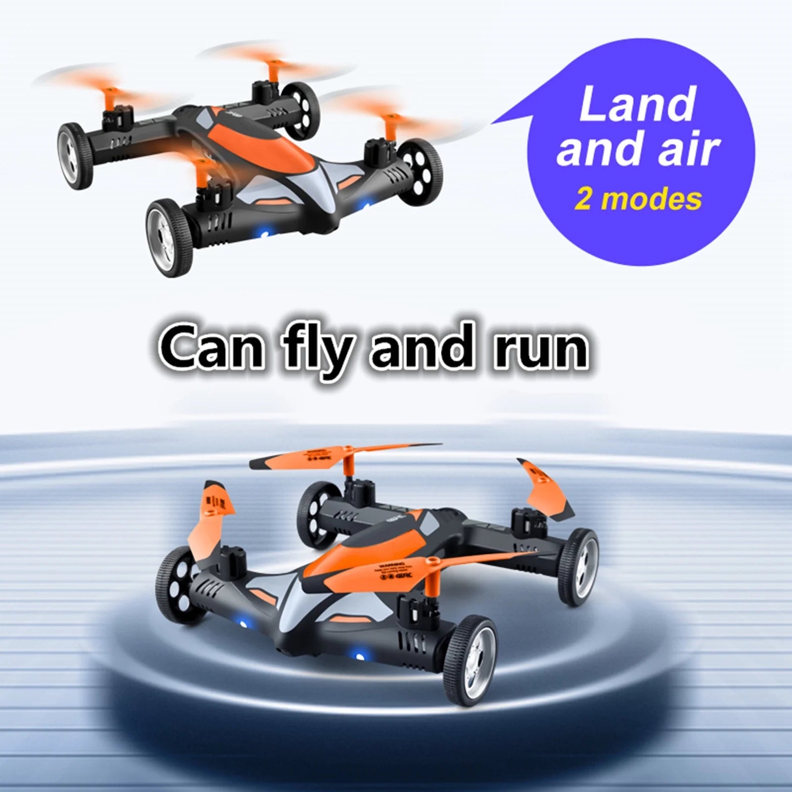Upgrade Double 1080P Wifi Camera Drone,Drone Flying Cars Quadcopter-Ground with Remote Control Car with 360°Rolling, Speed LED Lights
