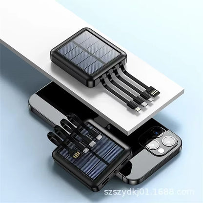 20000Mah Solar Power Bank for Iphone 12 Huawei Xiaomi Mini Powerbank with Cable Portable Charger External Battery Pack Poverbank