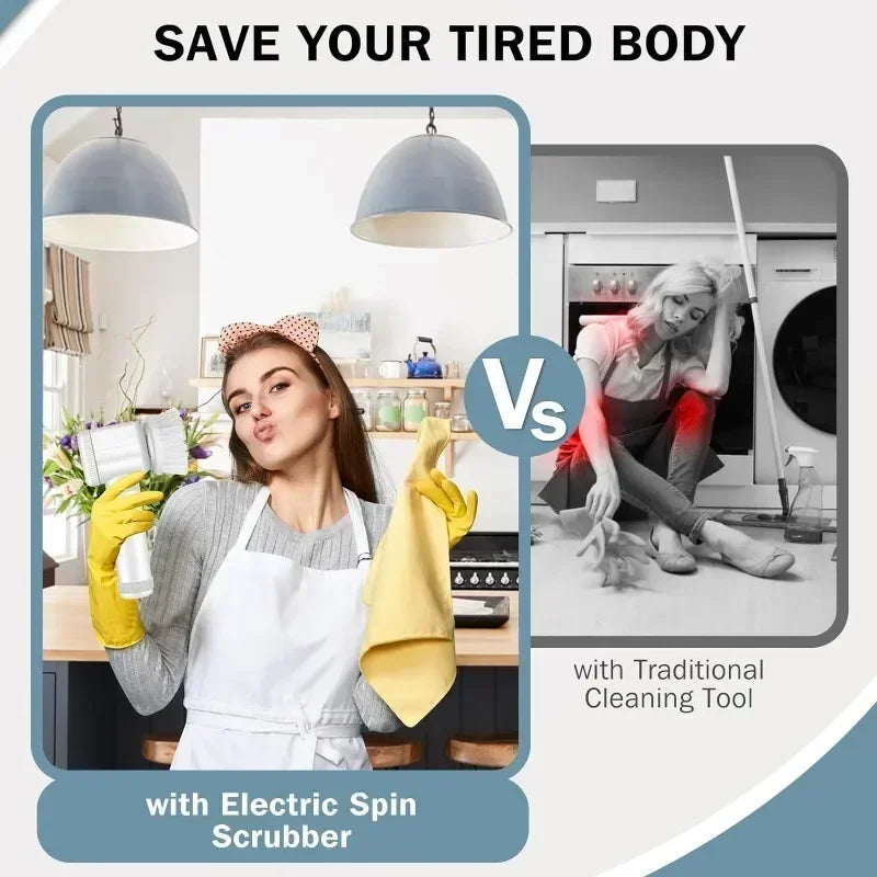 Electric Spin Scrubber – Power Cleaning Brush with 5 Replaceable Heads