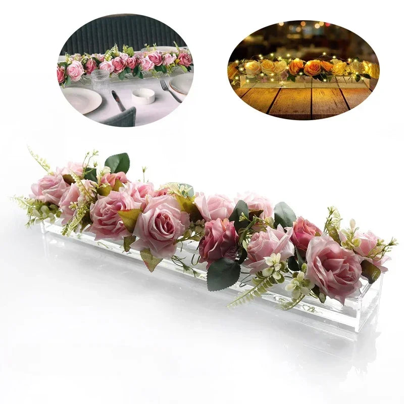 Transparent Flower Vase – Elegant Centerpiece for Dining or Events