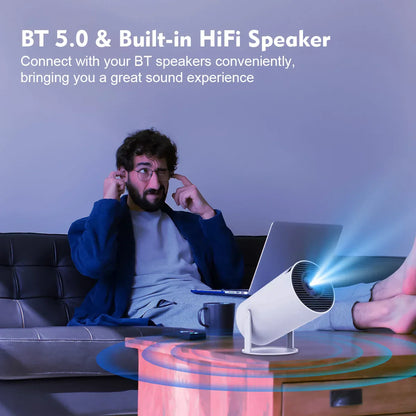 4K Android Projector – HY300 Pro with WiFi6, 260ANSI, BT5.0, and Home Theater Quality