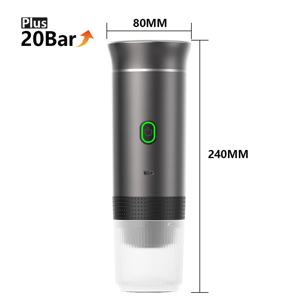 Wireless Electric Portable Espresso Coffee Machine – 3-in-1 for Car, Home & Camping