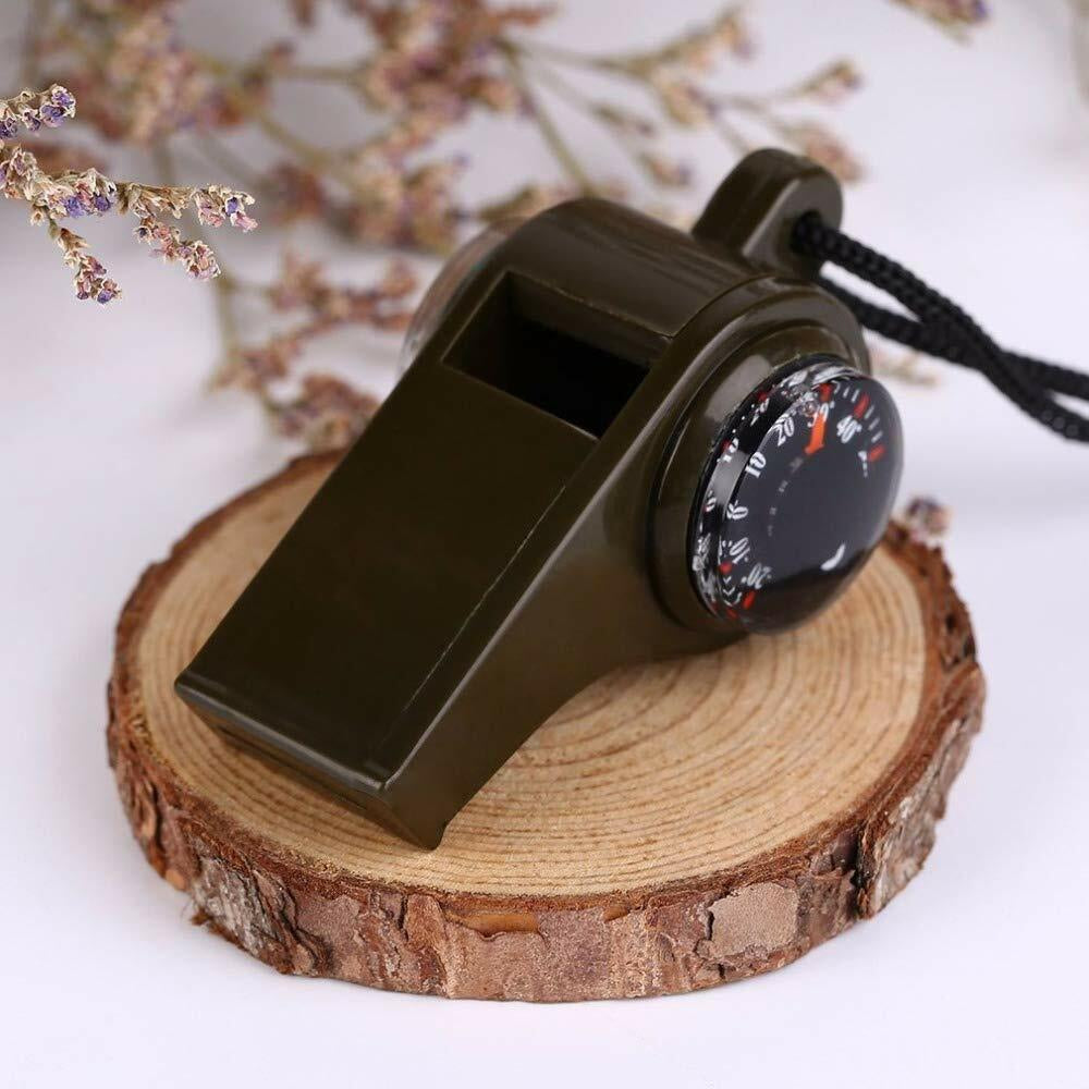 3-In-1 Emergency Survival Gear -Whistle, Compass, Thermometer for Camping Hiking