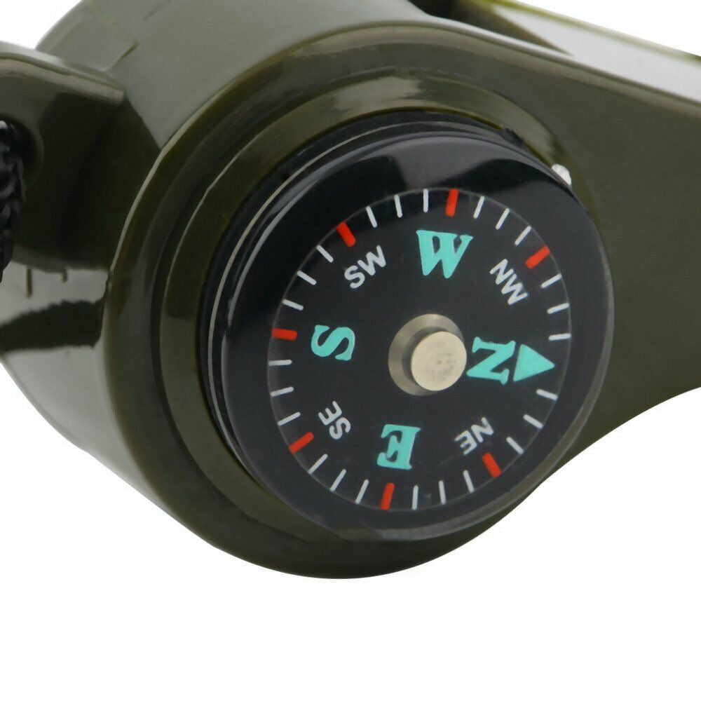 3-In-1 Emergency Survival Gear -Whistle, Compass, Thermometer for Camping Hiking