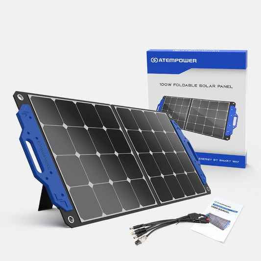 [US Direct] ATEM POWER AP-SPSP-UFA 100W Portable Solar Panel Monocrystalline Solar Cells Foldable Suitcase Solar Charger Compatible with Generators Power Station for RV Outdoor Camping